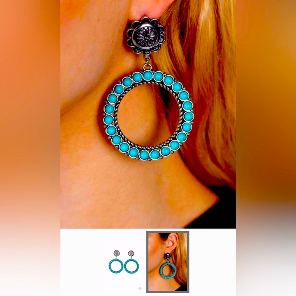 🔵🩵🔵 “PLAYFULLY PRAIRIE” BLUE POST EARRINGS ~ PAPARAZZI❗️🔵🩵🔵 BEAUTIFUL❗️ - Picture 4 of 4